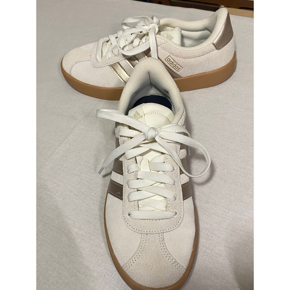 adidas Shoes - Adidas VL Court 3.0 Womens Sneakers Cream Rose Gold Suede Gum Sole ID6275